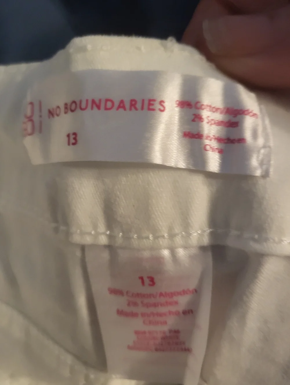 NWT No Boundaries White Denim Short Shorts